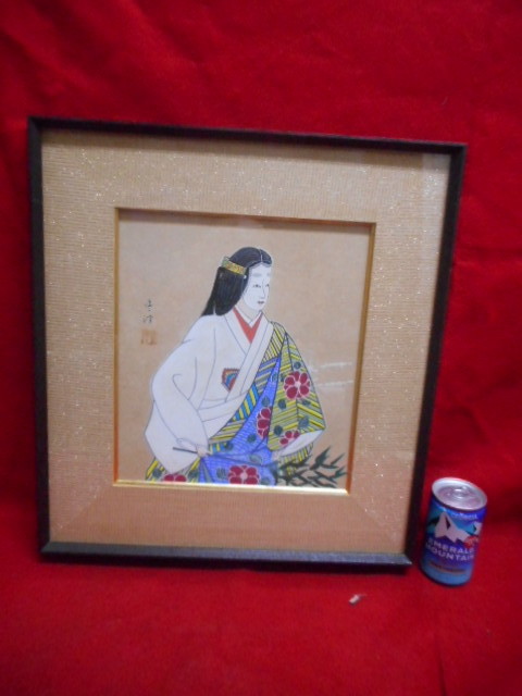 Ukiyo-e Noh painting Noh mask maker Shikishi painting Framed decoration Hanjo Sasanoden inscription Check Artwork Painting Noh Craftwork Interior, Artwork, Painting, Portraits