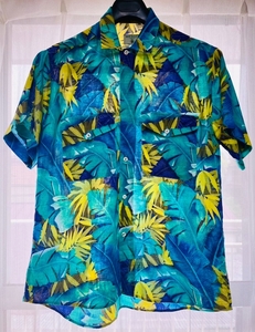 Vintage 80's Wesley M(LG)サイズ 半袖 アロハ シャツ サーフィン サーフ ハワイアン hawaiiビンテージHawaiian Shirt Made In FRANCE