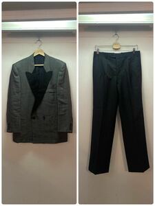  Christian Dior / herringbone pattern setup suit /linen