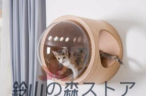 高品質！猫 キャットウォーク キャットステップ ベッド ハウス 壁付け 天然木 宇宙