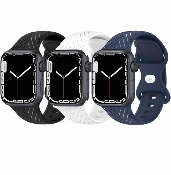 Apple Watch バンド 42/44/45/49mm アップルウォッチ バンド シリコン製 スポーツバンド 彫刻3本セール