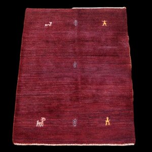 イラン製 ギャッベ ゾランヴァリ／アマレ 112×84cm 手織り ウール じゅたん　玄関マット ラグ 絨毯 ラグマット（ZS-1046）