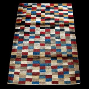 イラン製 ギャッベ ゾランヴァリ／アマレ 127×83cm 手織り ウール じゅたん　玄関マット ラグ 絨毯 ラグマット（ZS-1013）