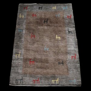 イラン製 ギャッベ ゾランヴァリ／アマレ 123×87cm 手織り ウール じゅたん　玄関マット ラグ 絨毯 ラグマット（ZS-1319）