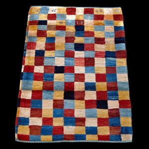 イラン製 ギャッベ ゾランヴァリ／アマレ 115×82cm 手織り ウール じゅたん　玄関マット ラグ 絨毯 ラグマット（ZS-1248）