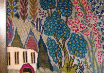 ペルシャ絨毯 イラン・カシュマール産 233×127cm（額込） 手織り 絵画じゅうたん 壁掛け タペストリー (FL-4018)_画像6