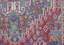 ギャッベ イラン産ギャベ（カシュガイ） 座布団サイズ 64×63cm 天然ウール100％ 手織り （品番：ZP-1346）_画像5