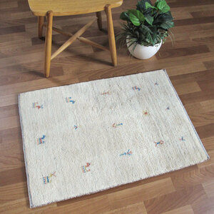 イラン製 ギャッベ ゾランヴァリ／アマレ 87×61cm 手織り ウール 玄関マット ラグ 絨毯 ラグマット（ZSS-856）