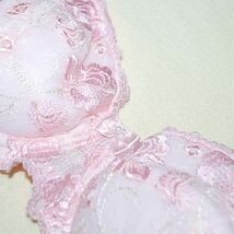 未使用 D80L 産前授乳 ワンタッチオープン 薔薇刺繍ブラ&ショーツ マタニティ ピンク_画像2