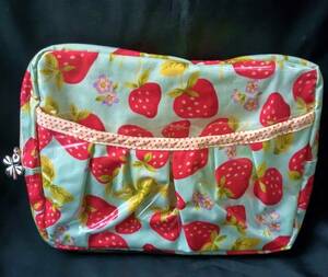  HusHush strawberry pouch vinyl coat light blue /hushush strawberry . flower 