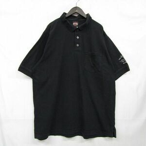 ビックサイズ XL HARLEY DAVIDSON 半袖 ポロシャツ 刺繍 ブラック ハーレー ダビッドソン 古着 ビンテージ 3JU1206