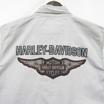 サイズ L HARLEY DAVIDSON ノースリーブ シャツ 刺繍 バイカー ライト グレー ハーレー ダビッドソン 古着 ビンテージ 3JU1805_画像7