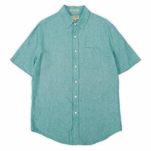 エルエルビーン L.L.Bean 00's リネンシャツ 半袖 旧タグ アウトドア Y2K ビンテージ 古着 (-9686) グリーン / 緑 M