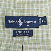 ポロラルフローレン POLO RALPH LAUREN 90's 半袖 3点留め ボタンダウンシャツ BD BARTLETT (-9724) グリーン系 チェック柄 XL_画像2
