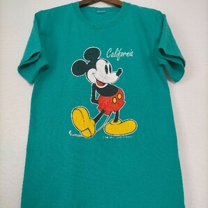 90s USA製 ビンテージ Velva Sheen MICKEY MOUSE ベルバシーン ミッキーマウス ボーダー柄 Tシャツ Ｍ程度 ★古着ミニードナルドの画像2