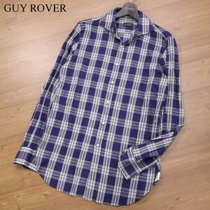 イタリア製★ GUY ROVER ギローバー 通年 長袖 コットン チェック シャツ Sz.M　メンズ ネイビー　I3T00198_6#C