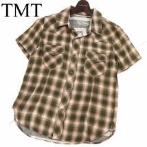 TMT ティーエムティー ビッグホリデー 春夏 ダブルガーゼ★ 半袖 ウエスタン チェック シャツ Sz.M　メンズ 日本製　I3T00347_7#A_画像1