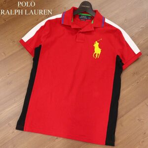 POLO RALPH LAUREN ポロ ラルフローレン 現行タグ★ ビッグポニー刺繍 半袖 鹿の子 ポロシャツ Sz.S　メンズ 赤　I3T00635_7#A