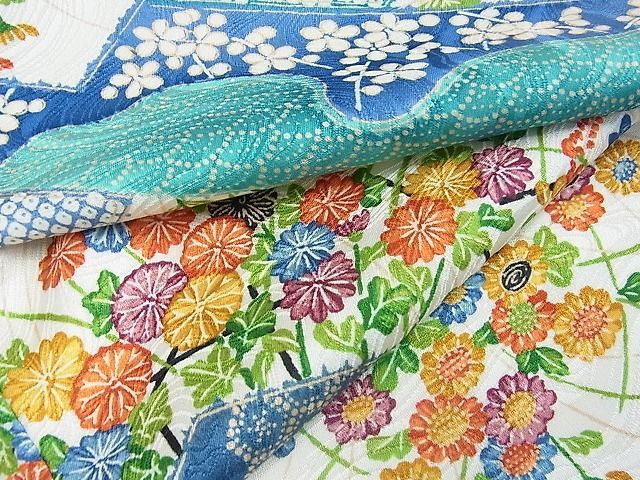 平和屋1□極上 訪問着・長襦袢セット 枝花文 半衿刺繍 やまと誂製 逸品