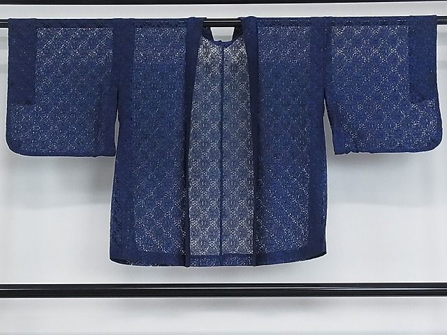 平和屋1□スリーシーズン春夏秋羽織塵除け総レース舞花文深縹色逸品