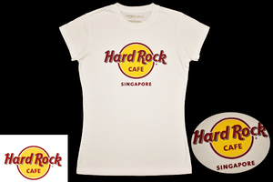 Y-5990★送料無料★美品★Hard Rock CAFE ハードロックカフェ SINGAPORE シンガポール限定★正規品 ロゴ ホワイト白 半袖 T-シャツ ＸＳ