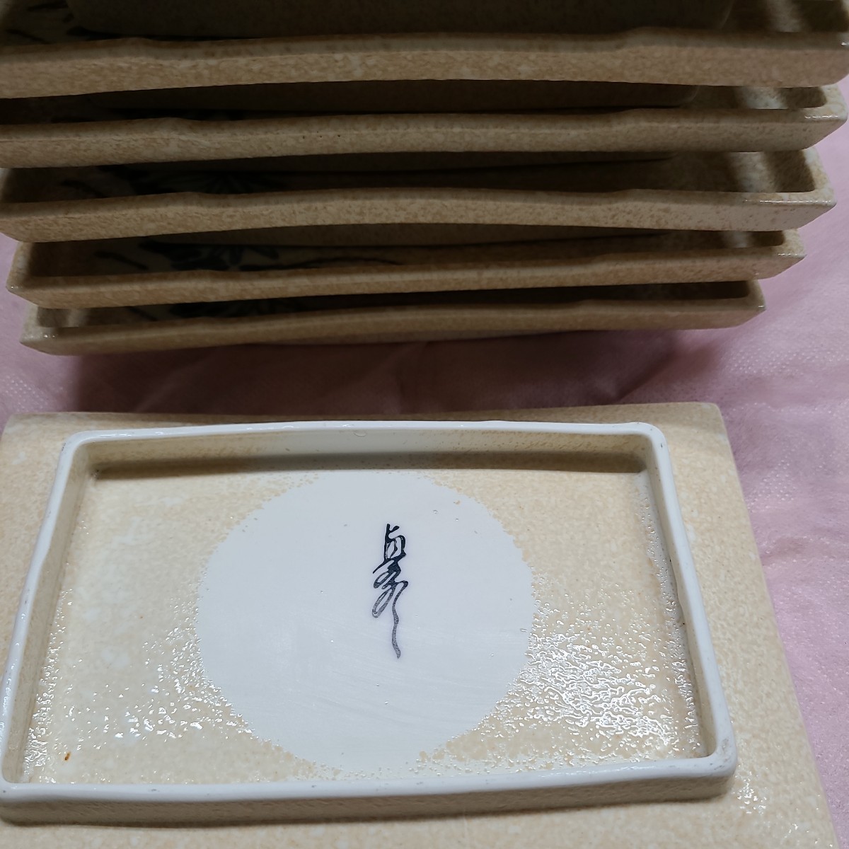 和食器角皿長皿焼物皿八寸絵手描銘あり料理店業務用まとめ１５枚セット