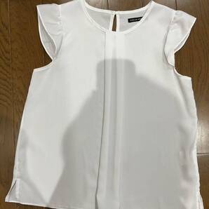 EBELE MOTION エベルモーション ノースリーブブラウス フリル袖 ホワイト 白 フリーサイズ トップス