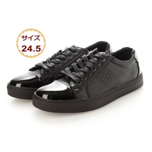  レースアップ デッキシューズ カジュアル スニーカー タウンシューズ ビジネスシューズ ブラック メンズ レディース 21108-blk-245