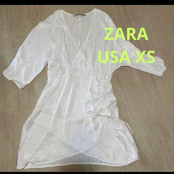 新品　カシュクール ZARA サマーワンピース ホワイト 白 サテン　チュニック　カシュクール