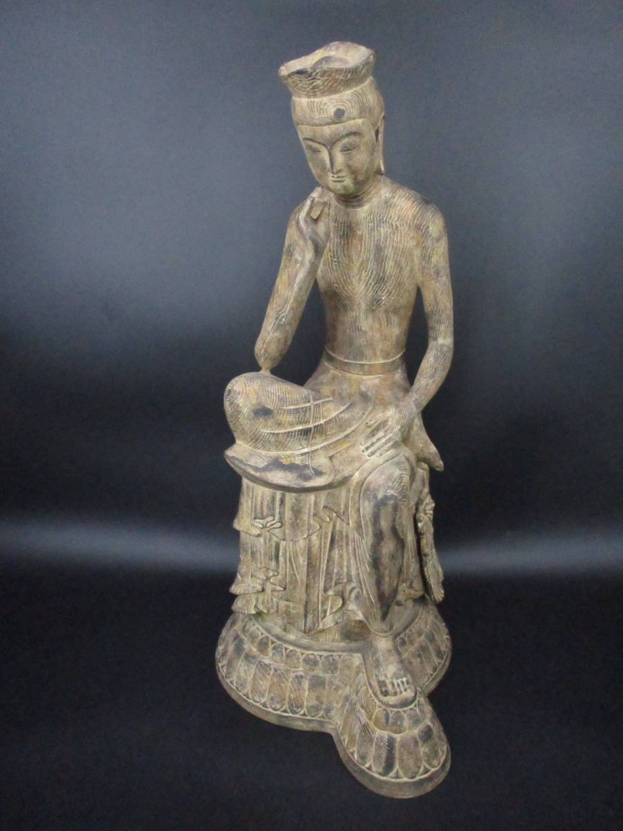 仏像 弥勒菩薩半跏像 大理石製 未使用品 大型 高さ約42cm 重量約9kg