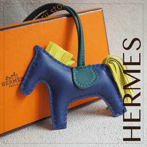  unused ultimate beautiful goods * Hermes HERMES Rodeo PM charm key holder Toriko reel strap lambskin a Mu miro horse blue brand 