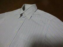 ＴＯＭＯＲＲＯＷＬＡＮＤ　トゥモローランド　半袖　コットンストライプ柄　ボタンダウンシャツ　Ｍ　白系など　日本製_画像3