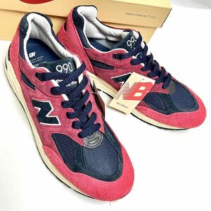 28cm 新品 ニューバランス M990 USA製 アメリカ製 NEWBALANCE 赤 紺 MADE IN USA 米国製 USA10 レッド 990 AD2 赤紺 990V2 9060 991 1500