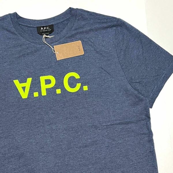 XL 新品 A.P.C. アーペーセー VPC ロゴ Tシャツ 半袖 APC ネイビー フロント VPCロゴ カラーTシャツ ロゴT フロント ビッグロゴ メンズ
