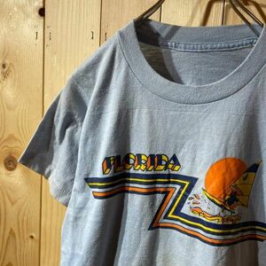 [KY640] 80's 90's US古着 半袖Ｔシャツ レディース ライトブルー ポス