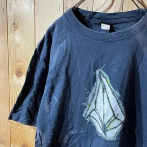 [KY665] 80's 90's US古着 VOLCOM 半袖Ｔシャツ メンズ ネイビーM ポス