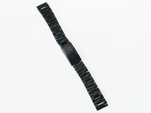 汎用 ステンレス製 腕時計 ベルト ブレスレット バンド Dバックル 交換用 16mm#ブラック FA-44633