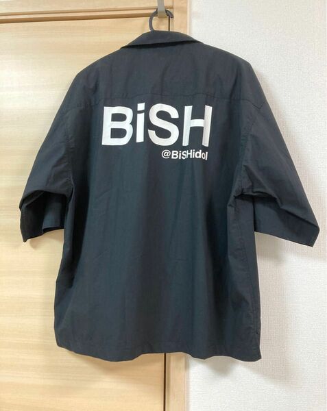 BiSH GU コラボ　オープンカラー　シャツ ビックシャツ　ビッシュ　黒　ブラック メンズ　Mサイズ　