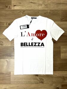 レア 未使用タグ付き DOLCE&GABBANA L'Amore BELLEZZA Tシャツ サイズS (サイズ44〜サイズ50の方着用可)