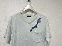 本物ブルーブルーBLUEBLUEコットンバード鳥プリント半袖TシャツメンズアメカジサーフミリタリービジネススーツLグレー3日本製_画像2