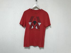 本物アルマーニエクスチェンジARMANI AXコットンプリント半袖TシャツメンズアメカジサーフミリタリービジネススーツM赤レッド