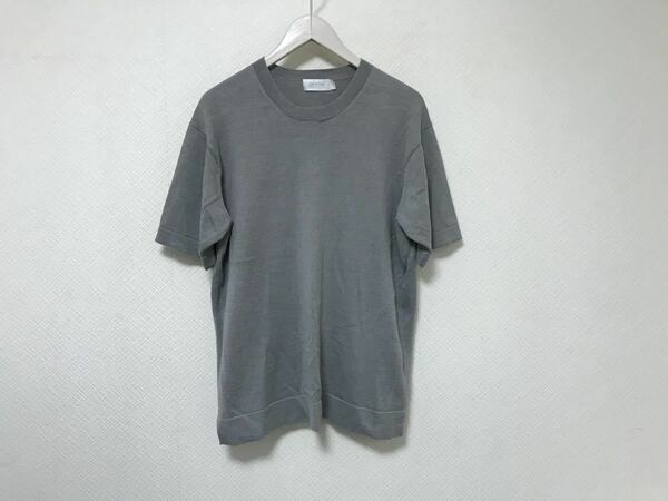 本物カルバンクラインプラチナムCalvinKleinリネン麻コットンニット半袖TシャツメンズアメカジサーフミリタリービジネススーツLグレー