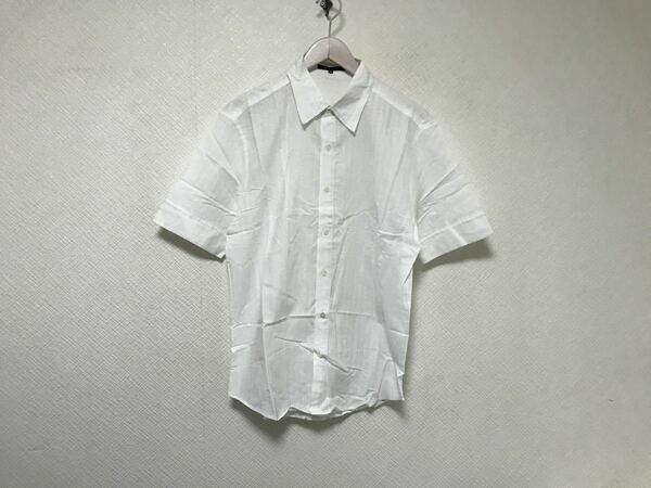 本物セオリーtheoryコットンドレス半袖シャツミリタリーメンズサーフアメカジビジネススーツ38M白ホワイト柄日本製