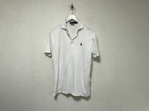 本物ポロラルフローレンPOLO RALPH LAUREN コットン半袖ポロシャツメンズアメカジサーフミリタリービジネススーツゴルフ白ホワイトS