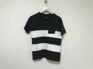 本物ナンバーナインNUMBERNINEコットンボーダー柄半袖TシャツメンズサーフアメカジミリタリービジネススーツストリートM白黒ブラック