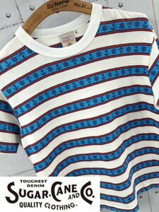 SALE！売り切り！SUGAR CANE ANCHOR MOTIF JACQUARD BORDER S/S シュガーケーン ボーダー Tシャツ 錨 アンカー 東洋エンタープライズ