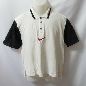 古着 メンズM NIKE/ナイキ ゴルフウェア ポロシャツ ボタン 半袖 ホワイト/ブラック