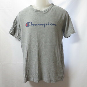 古着 メンズL Champion/チャンピオン Tシャツ 半袖 胸ロゴ スポーツMIX カジュアル グレー C3-P302