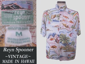 70s80s ビンテージ Reyn Spooner ダイヤモンドヘッドタグ USAアメリカ Hawaii製 アロハ VINTAGE レインスプーナ sun surf マッコイズ model