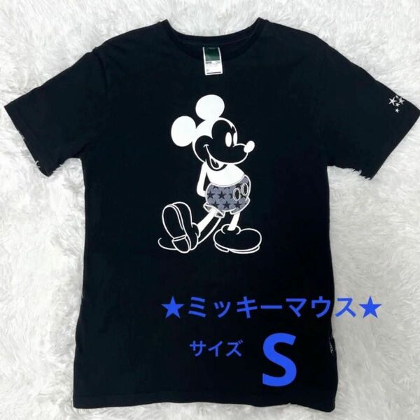 ミッキーマウス Tシャツ ブラック Sサイズ ディズニー メンズ ベースコントロール 黒 S